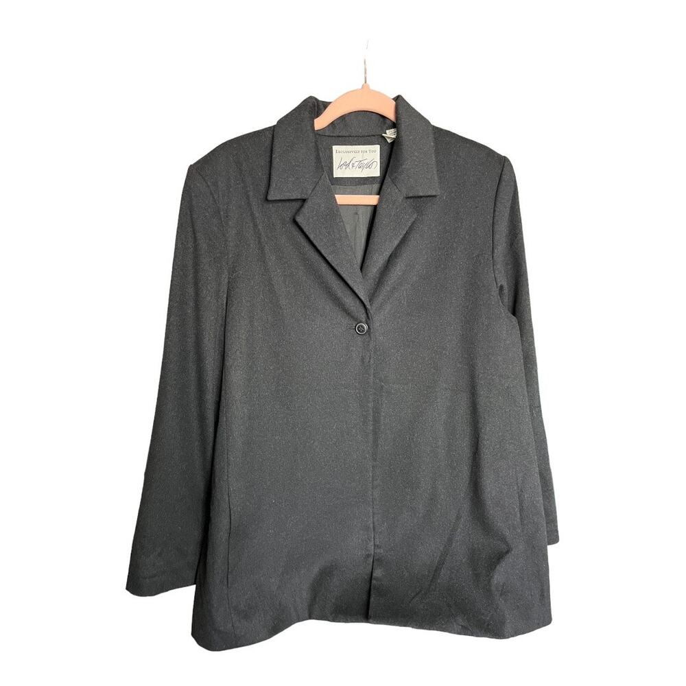 Lord & Taylor black wool cashmere blazer jacket single button size 8 NWOT